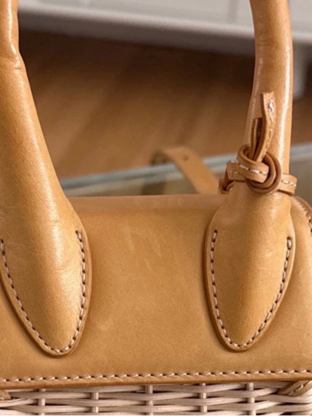 Jacquemus Le Chiquito Moyen Osier Leather and Cream Wicker Mini Bag - Picture 5 of 7
